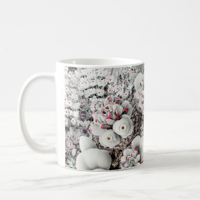 White and red flowers coffee mug (Left)