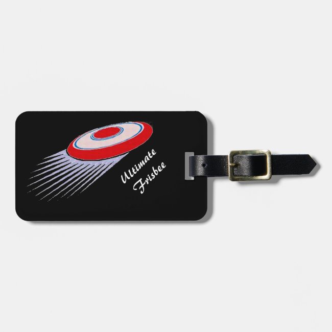 White and Red Flying Frisbee Luggage Tag