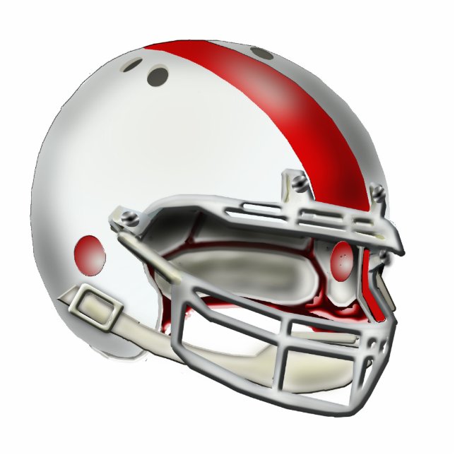 White and Red Football Helmet Ornament (Front)