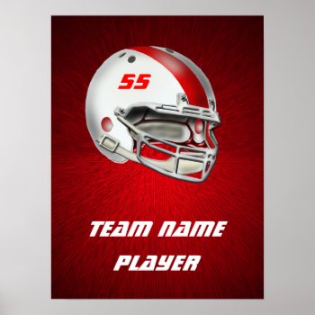 White And Red Football Helmet Poster by tjssportsmania at Zazzle