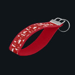 White and Red Golf Symbols Pattern Wrist Keychain<br><div class="desc">A seamless pattern featuring white-on-red golf-themed symbols with a custom monogram. It comes in reversed colors.
This makes a perfect gift for the golfer in your life.</div>