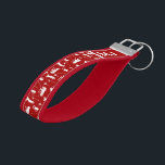 White and Red Golf Symbols Pattern Wrist Keychain<br><div class="desc">A seamless pattern featuring white-on-red golf-themed symbols with a custom monogram. It comes in reversed colors.
This makes a perfect gift for the golfer in your life.</div>