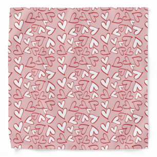 White and Red Hearts Bandana