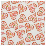 White and Red hearts elegant swirls boho chic Fabric