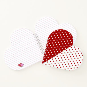 White And Red Hearts Heart-Shaped Notebook