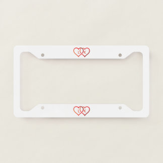 White And Red Hearts License Plate Frame