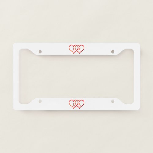 White And Red Hearts License Plate Frame