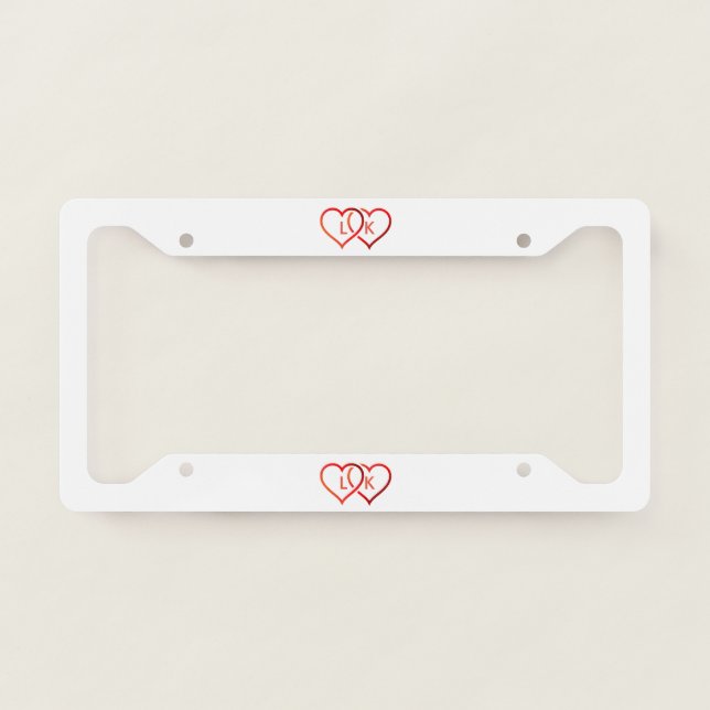 White And Red Hearts License Plate Frame (Front)