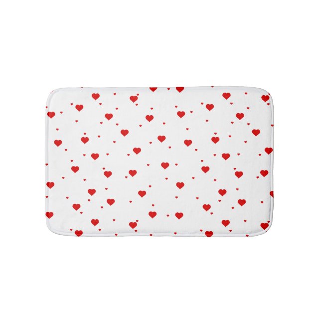 White And Red Hearts Modern Pattern Bathroom Mat (Front)
