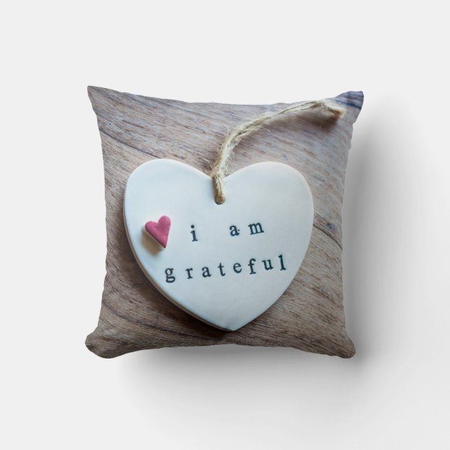 White And Red Hearts ON Wood Throw Pillow (Front)