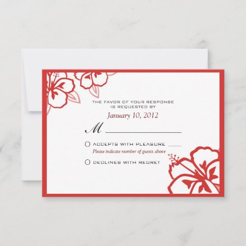 White and Red Hibiscus Flower Custom RSVP