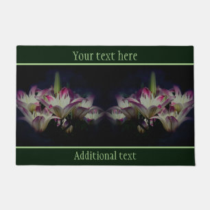 White And Red Lily Flowers Personalized Doormat