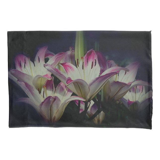 White And Red Lily Flowers  Pillow Case (Front)