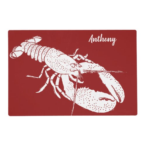 White and Red Lobster Graphic Personalized Placemat