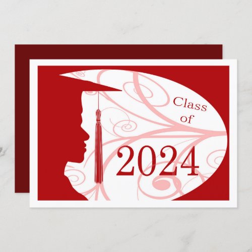 White and Red Man Silhouette 2024 Graduation Party Invitation