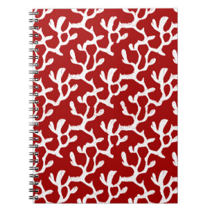 White And Red Organic Coral Reef Repeat Pattern Notebook