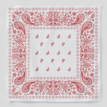 White and Red Paisley Design Bandana