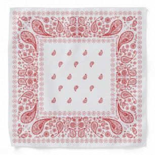 White and Red Paisley Design Bandana