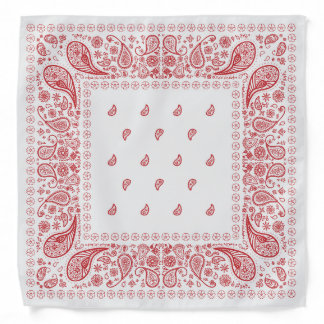 White and Red Paisley Design Bandana