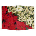 White and Red Poinsettias I Holiday Floral 3 Ring Binder