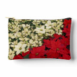 White and Red Poinsettias I Holiday Floral Accessory Pouch