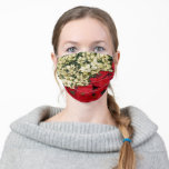 White and Red Poinsettias I Holiday Floral Adult Cloth Face Mask