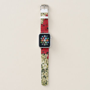 White and Red Poinsettias I Holiday Floral Apple Watch Band