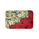 White and Red Poinsettias I Holiday Floral Bath Mat