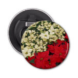 White and Red Poinsettias I Holiday Floral Bottle Opener