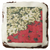 White and Red Poinsettias I Holiday Floral Brownie (Front)