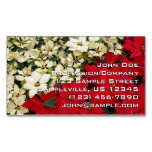 White and Red Poinsettias I Holiday Floral Business Card Magnet