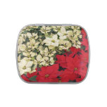 White and Red Poinsettias I Holiday Floral Candy Tin