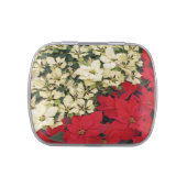 White and Red Poinsettias I Holiday Floral Candy Tin (Top)