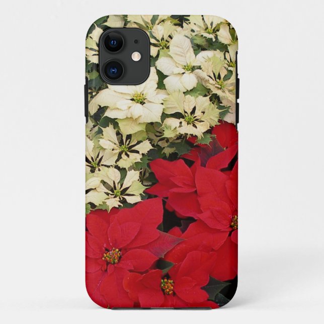 White and Red Poinsettias I Holiday Floral Case-Mate iPhone Case (Back)