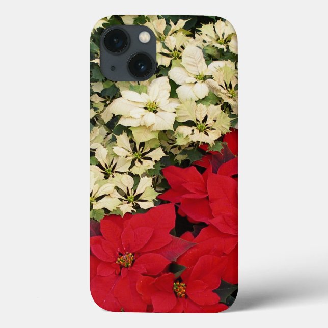 White and Red Poinsettias I Holiday Floral Case-Mate iPhone Case (Back)