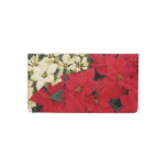 White and Red Poinsettias I Holiday Floral Checkbook Cover
