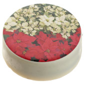 White and Red Poinsettias I Holiday Floral Chocolate Covered Oreo (Angled)