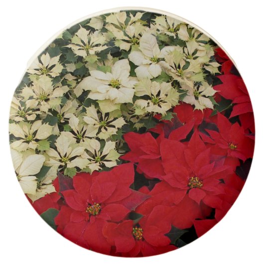 White and Red Poinsettias I Holiday Floral Chocolate Covered Oreo (Front)