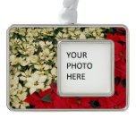 White and Red Poinsettias I Holiday Floral Christmas Ornament