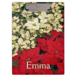 White and Red Poinsettias I Holiday Floral Clipboard