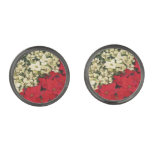 White and Red Poinsettias I Holiday Floral Cufflinks