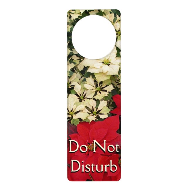 White and Red Poinsettias I Holiday Floral Door Hanger (Front)