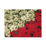 White and Red Poinsettias I Holiday Floral Doormat