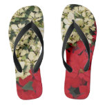 White and Red Poinsettias I Holiday Floral Flip Flops