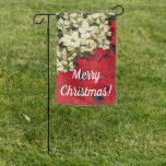 White and Red Poinsettias I Holiday Floral Garden Flag