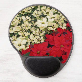White and Red Poinsettias I Holiday Floral Gel Mouse Pad