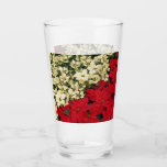 White and Red Poinsettias I Holiday Floral Glass