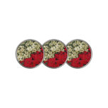 White and Red Poinsettias I Holiday Floral Golf Ball Marker