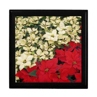 White and Red Poinsettias I Holiday Floral Jewelry Box