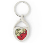 White and Red Poinsettias I Holiday Floral Keychain